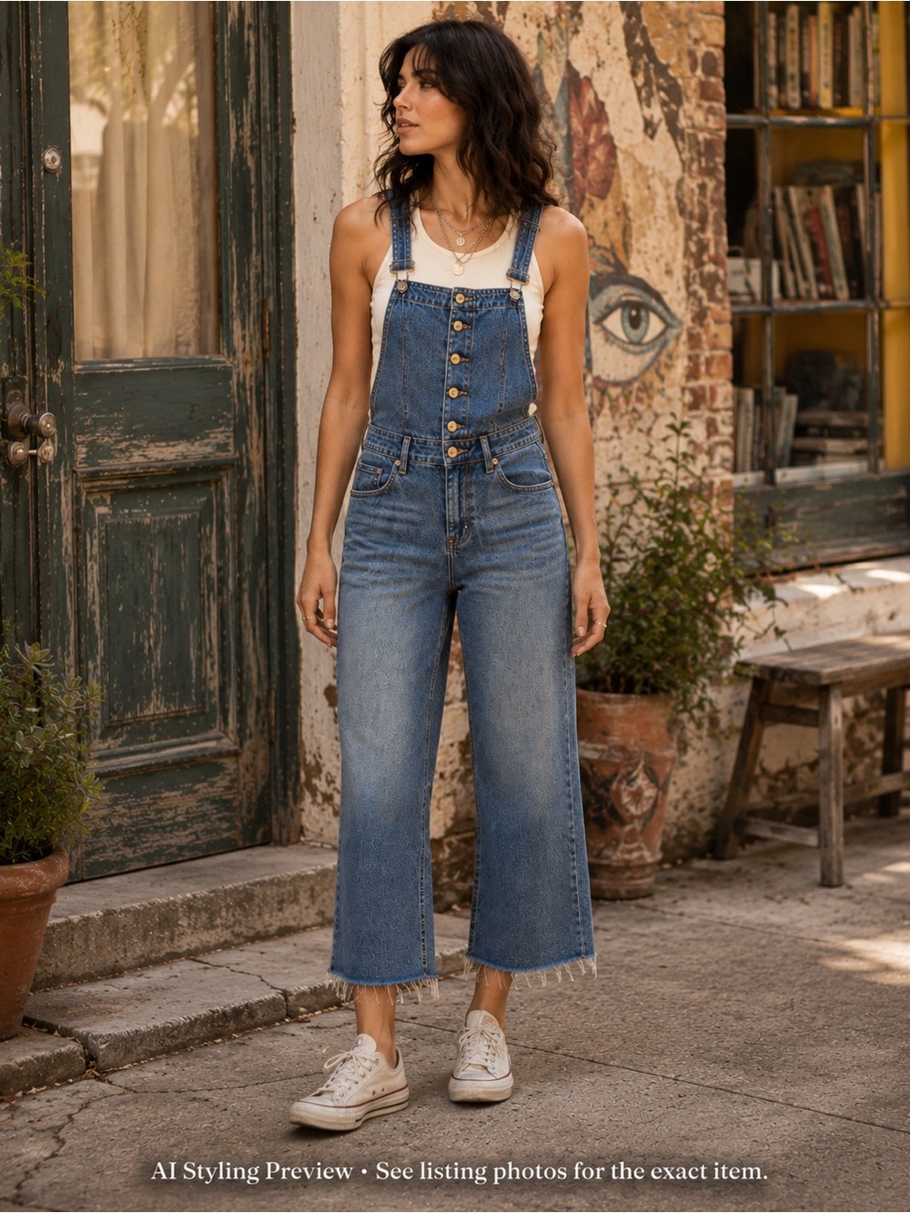 Judy Blue Small Cropped Wide Leg Denim Overalls Stretch Raw Hem